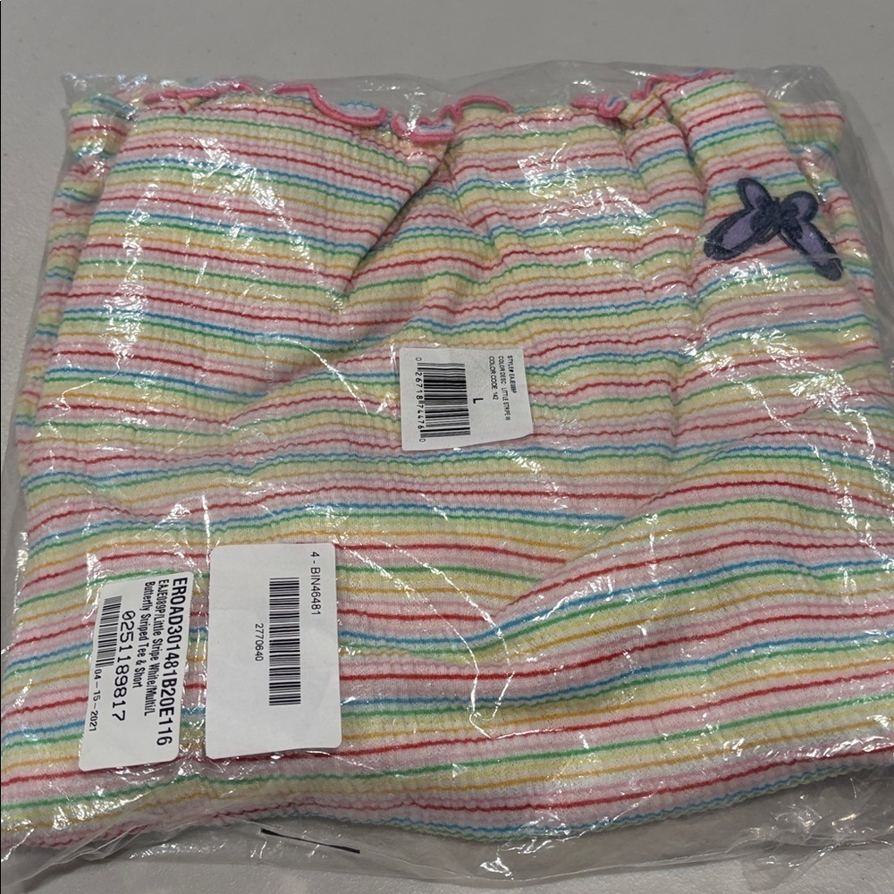 Emerson Rose - Stripe and Butterfly Tee and Short Pajama Set.  Size Large. NWT - Picture 5 of 16